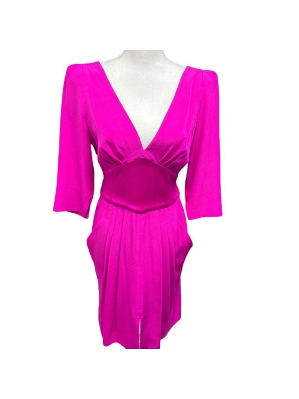 Catherine Maladrino Futurama Silk Hot Pink Dress Size 14 NWT. (S044)
